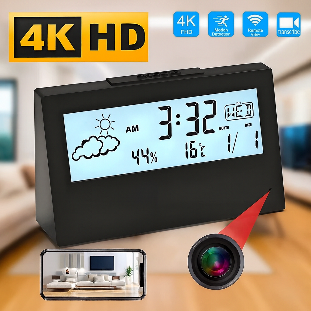 Home Cinema Hd - 4K WiFi Clock Camera with Motion