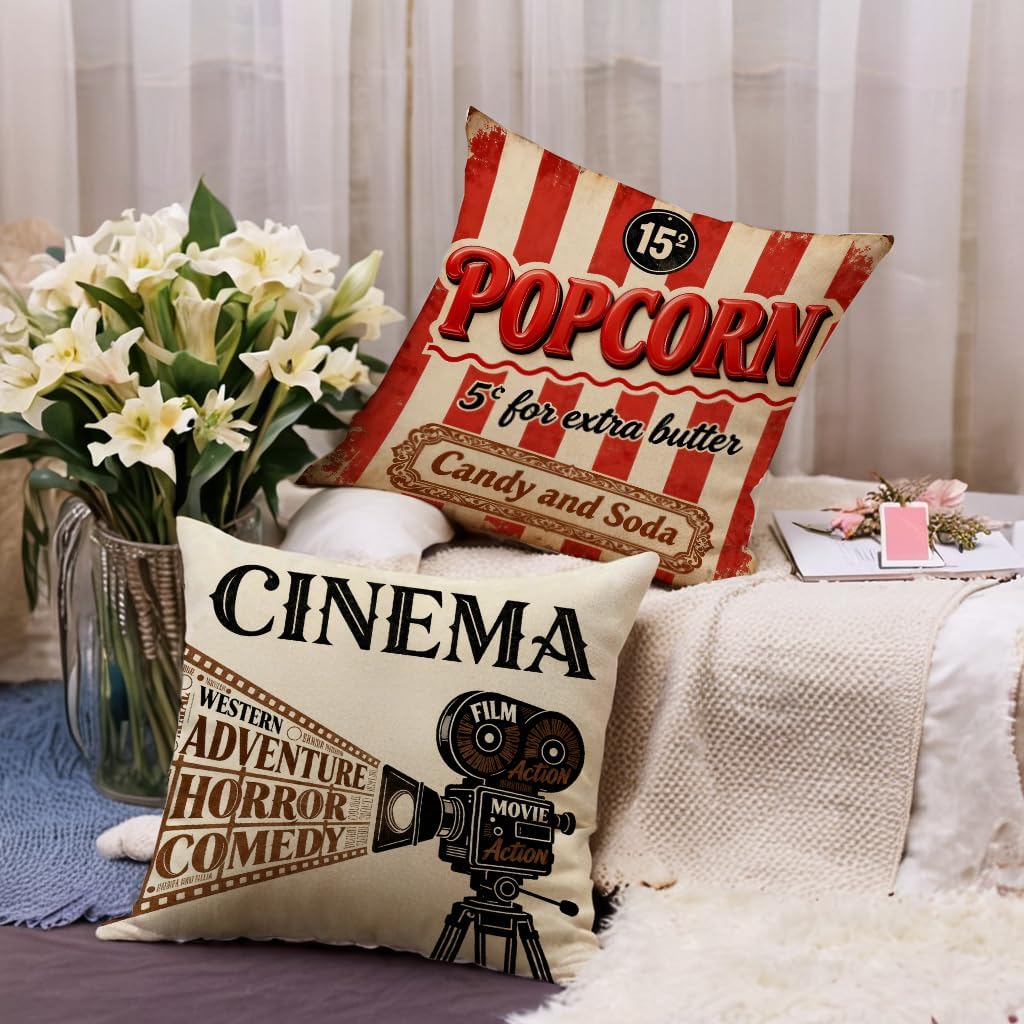 4Pcs Vintage Cinema Throw Pill - Home Cinema Tickets incelemesi ve fiyatı